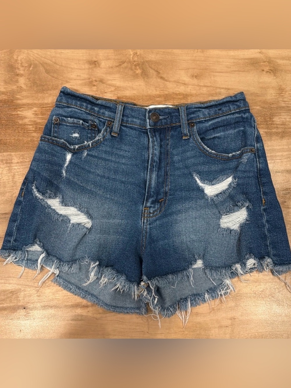 Abercrombie & Fitch Curve Love High Rise Jean Shorts 26/2 distressed raw hem